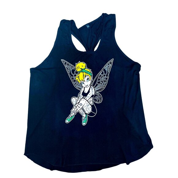 CCC Tattooed Disney Tinkerbell Black Sleeveless Tank Top XL Cotton Spandex Blend - Picture 6 of 7